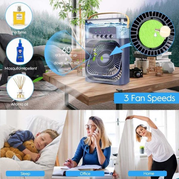 قیمت و خرید بهترین پنکه رومیزی مه پاش portable mini cold fan Desktop fan misting portable cold fan
